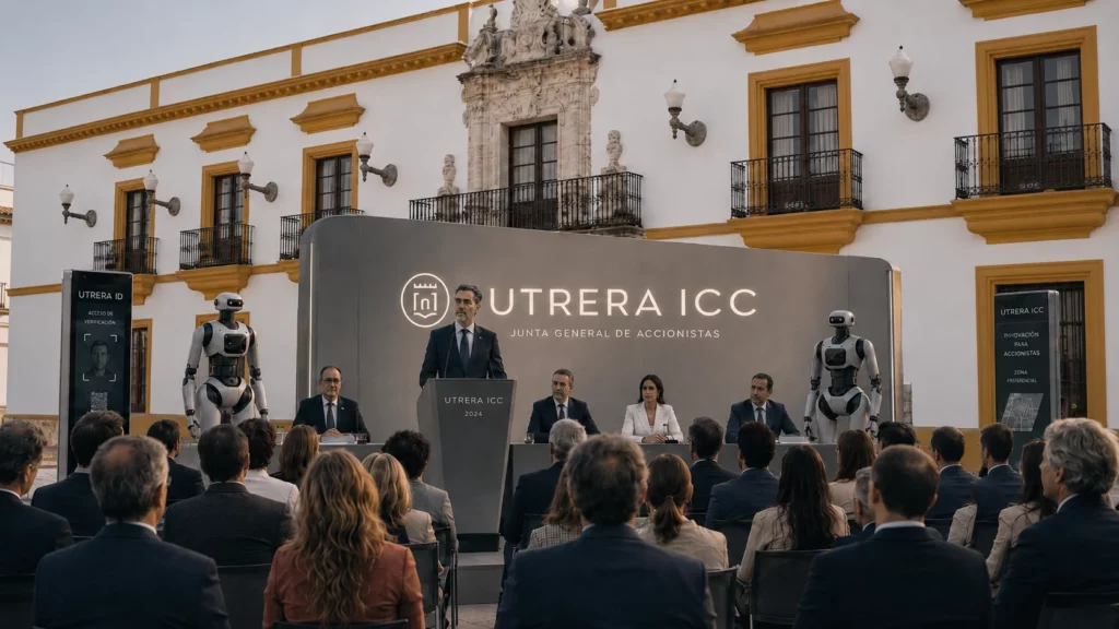 José Fernández, primer CEO de Utrera ICC, ante la Junta General de Accionistas en 2084